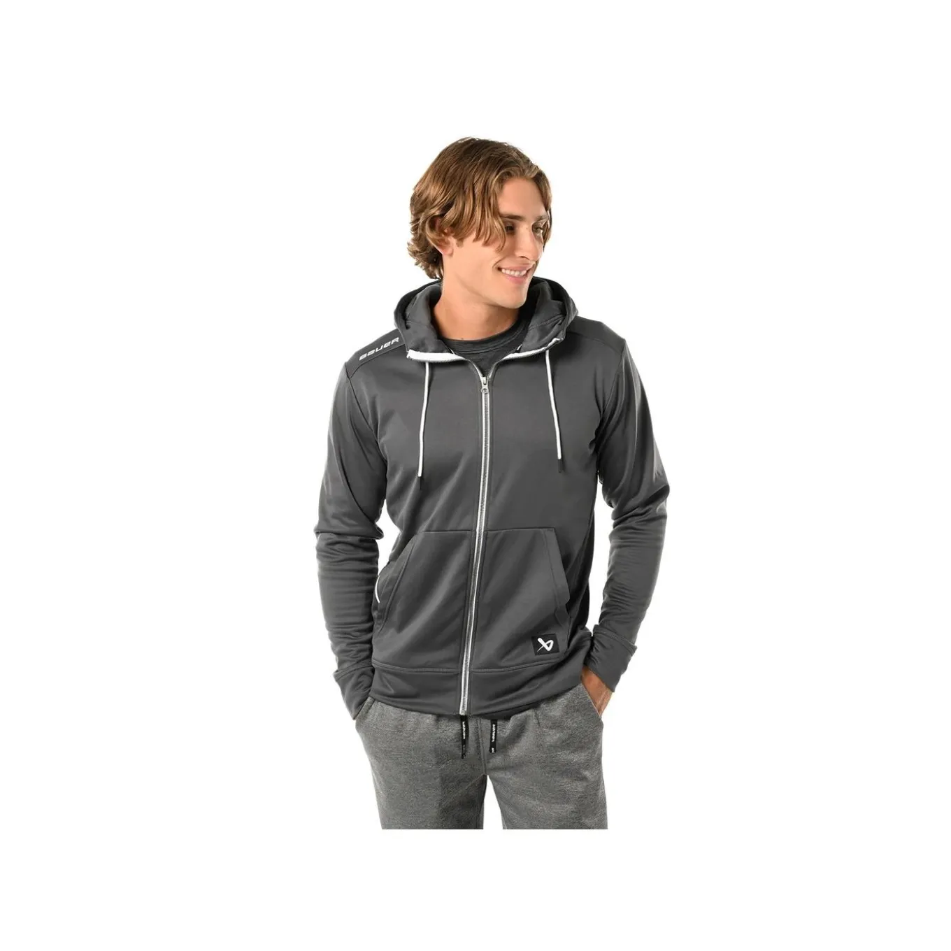 Bauer Hoodie Team Fleece Zip Sr Grey